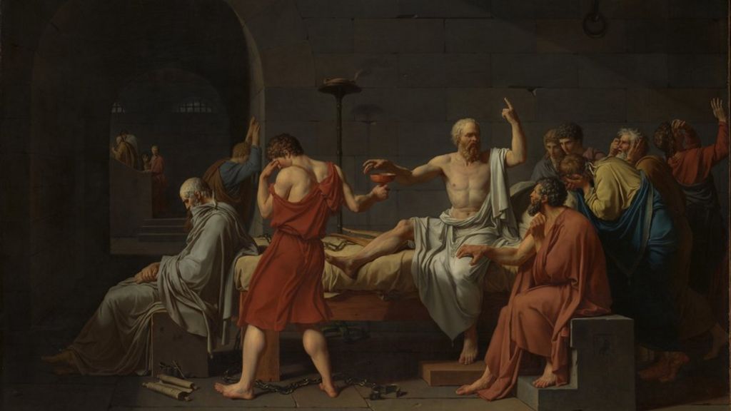 A Morte de Sócrates', tela do francês Jacques Louis David, de 1787, retrata o julgamento do pensador ateniense