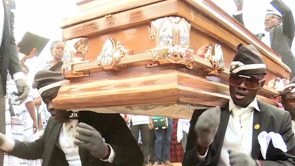 Dancing pallbearers are lifting the mood at funerals in Ghana with flamboyant coffin-carrying displays.
