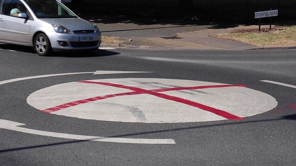 Roundabout painted with England flag