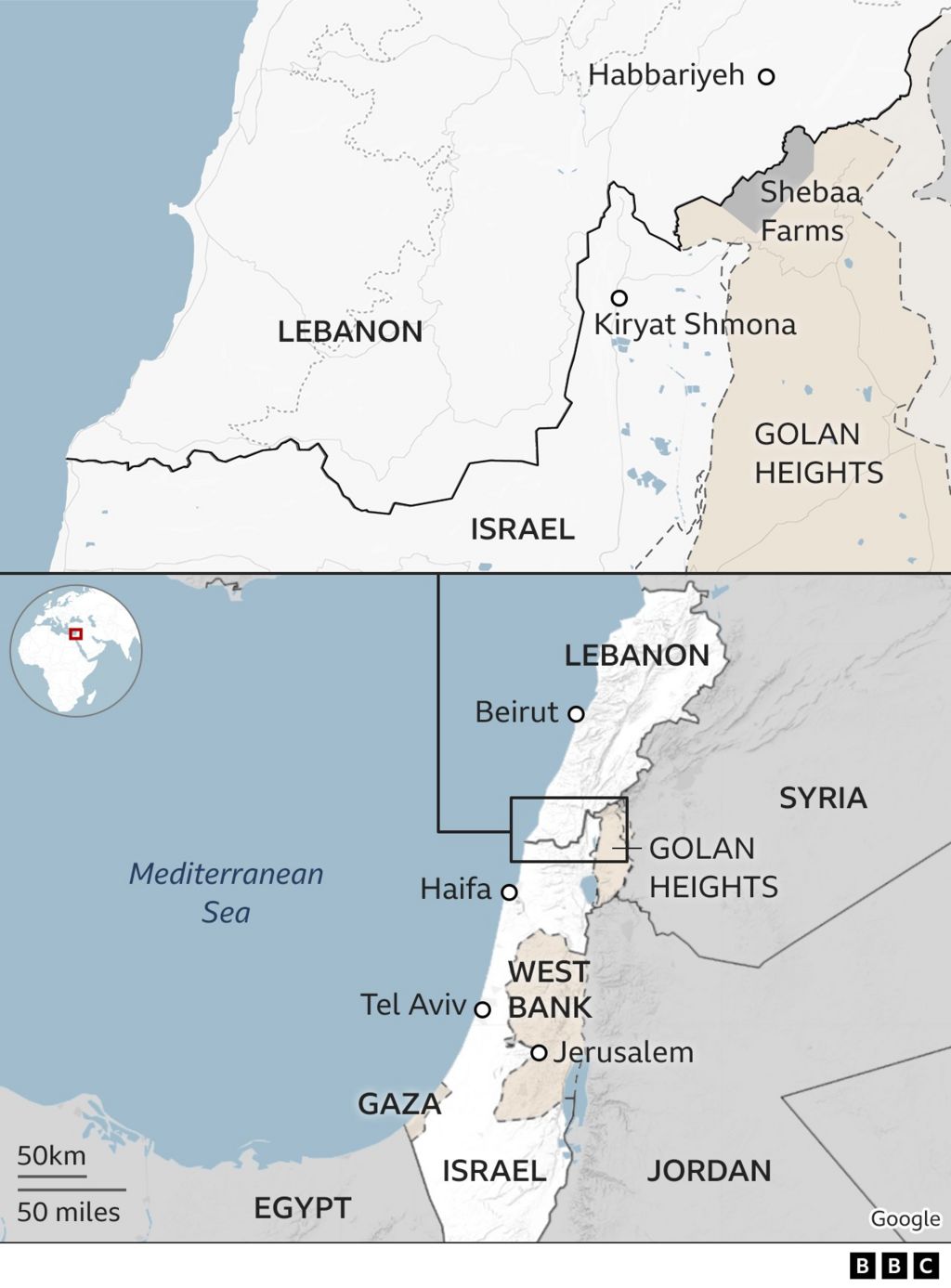 Israel-Lebanon map