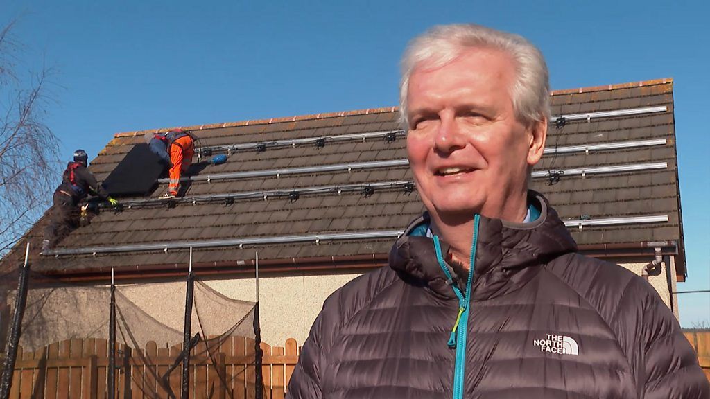Ian Phillips talks about installing solar panels at his home in Aberdeenshire.