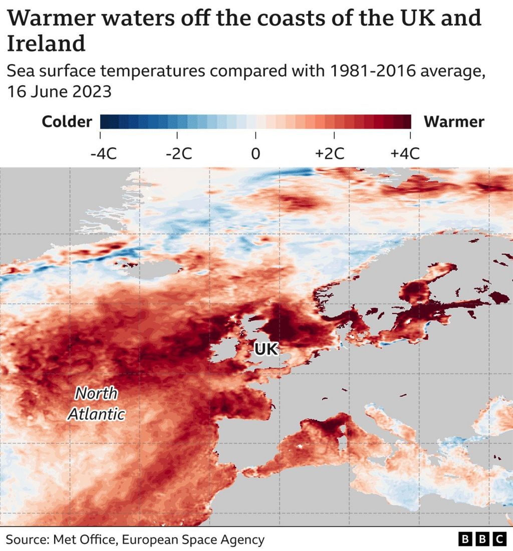 Climate change Sudden heat increase in seas around UK and Ireland picture photo