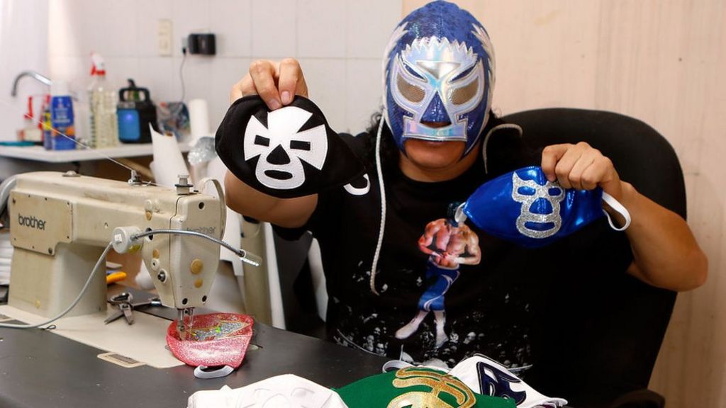 Coronavirus Mexican Wrestlers Sew Lucha Libre Face Masks Bbc News