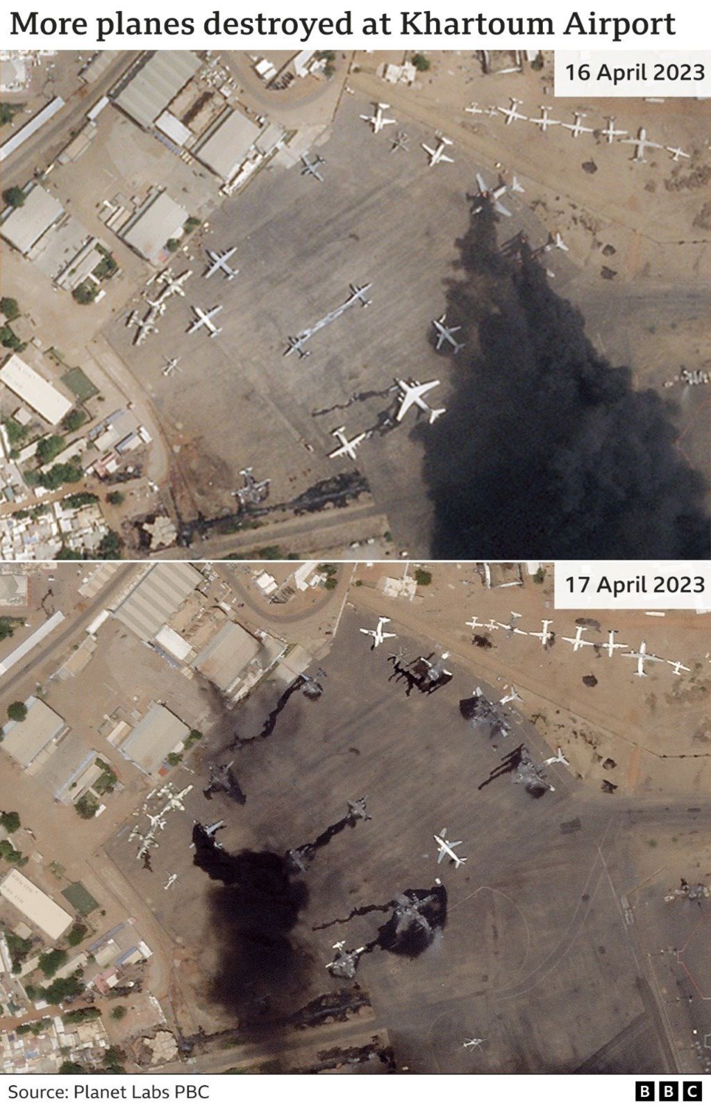 Satellite image of airport damage