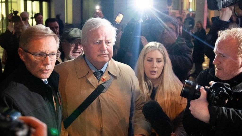 Bob Stewart outside court on Friday 3 November after being found guilty of racist abuse