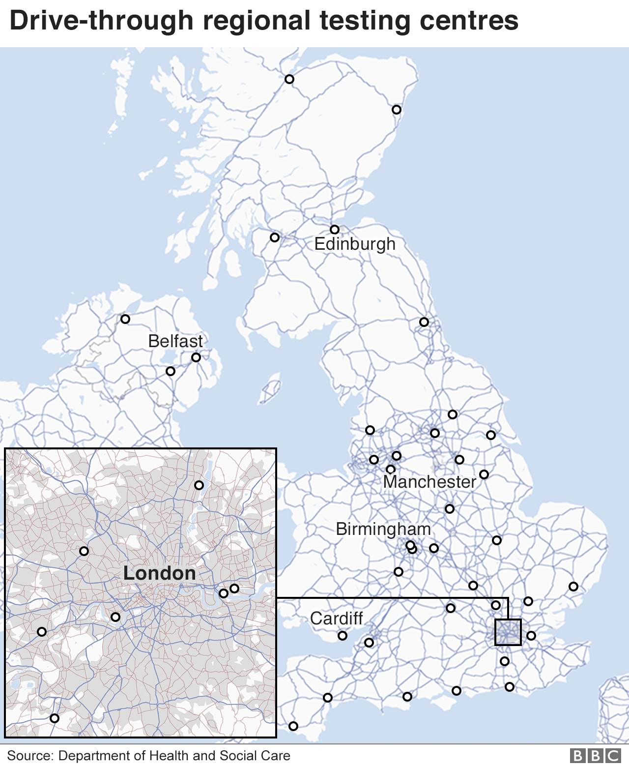 Where are the coronavirus testing sites in the UK?