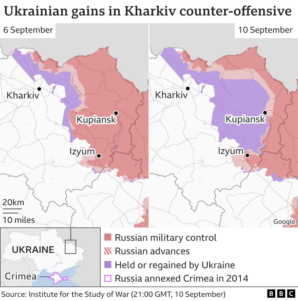 Kharkiv offensive Ukrainian army says it has tripled retaken area BBC News