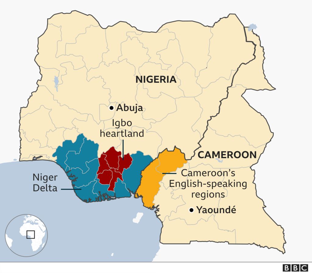 map of Nigeria and Cameroon