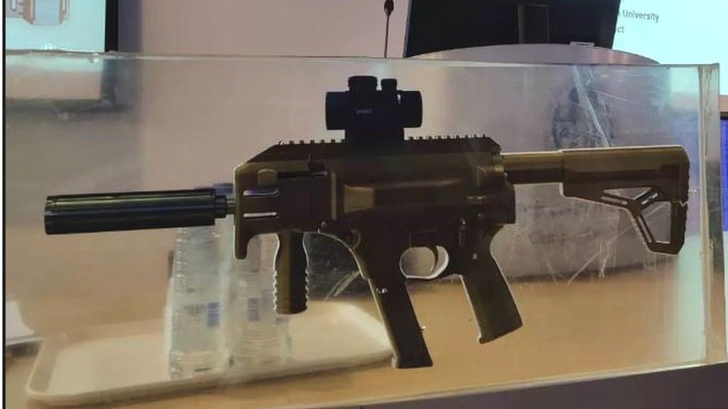 A 3D printed gun on display at a Europol conference