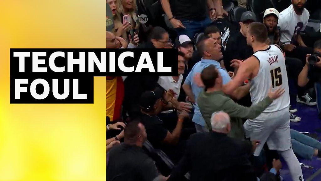 Watch: Jokic pushes Suns owner in tussle for ball
