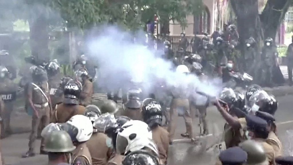 Police firing tear gas at protesters