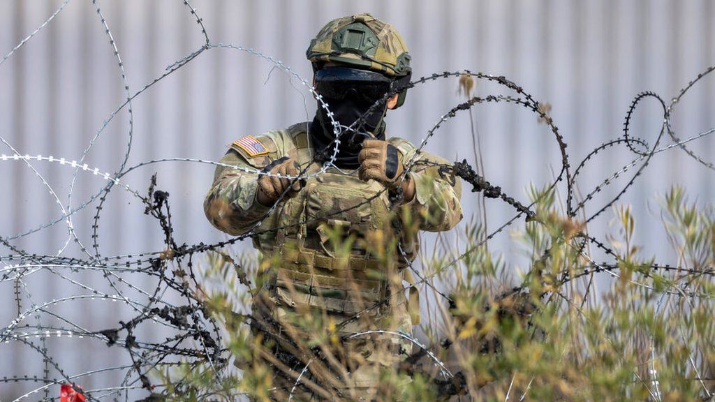 US National Guardsman at the Texas-Mexico border on 31 January