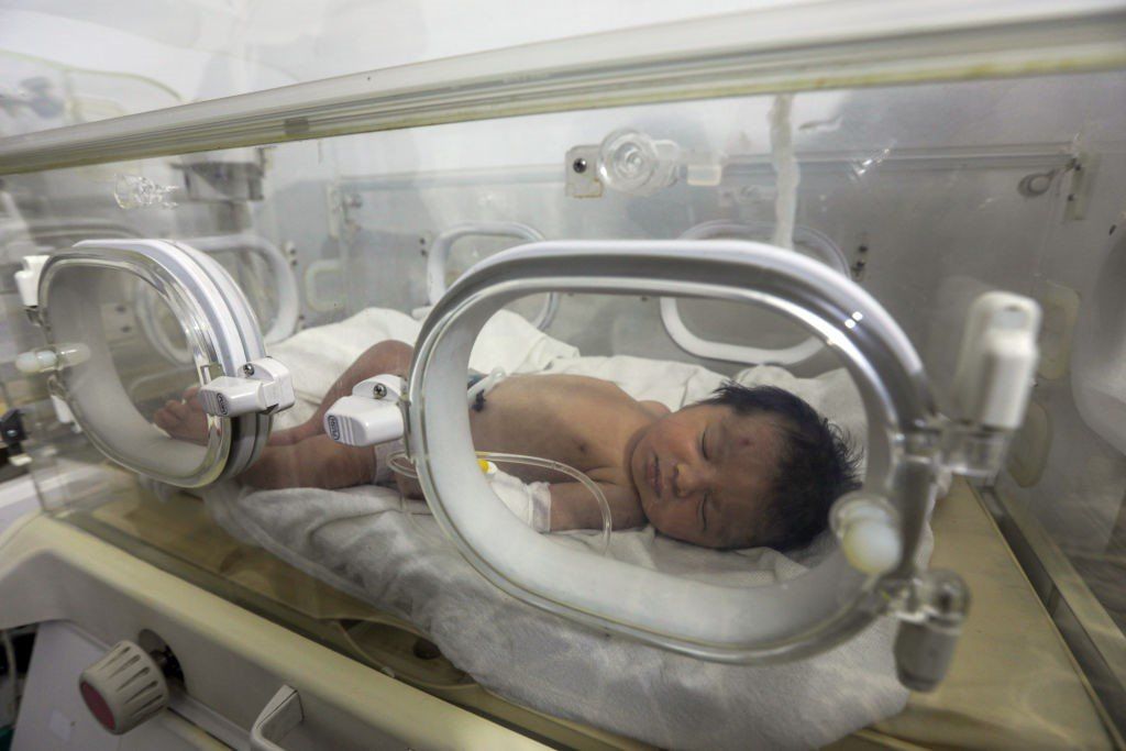 Photo of orphaned baby in hospital