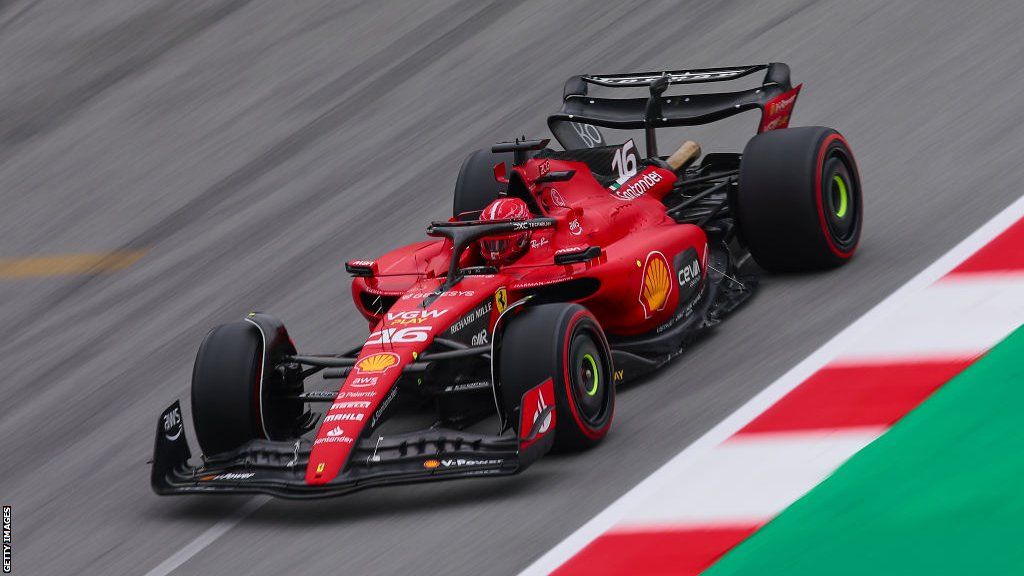 Charles Leclerc on track in Spain