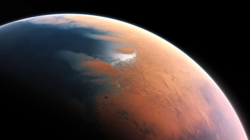 an artists impression of mars when it might have had an ocean