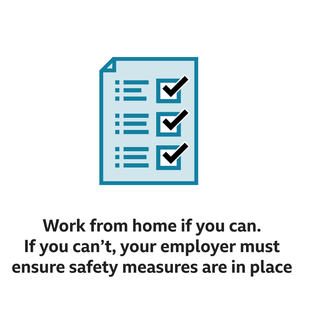 Work from home or go back to work if safety measures are in place