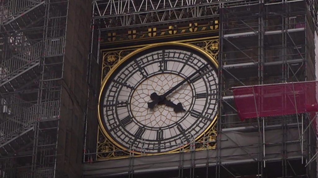 Big Ben and the Elizabeth Tower is now completely covered in scaffold for refurbishments, apart from one clock face. But do the tourists care?