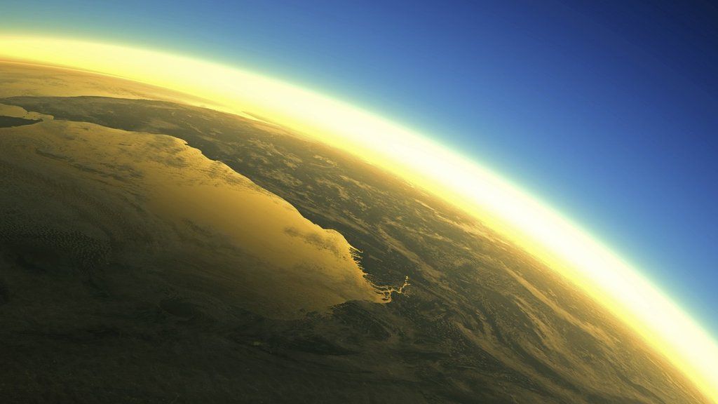 Earth with its atmosphere from space