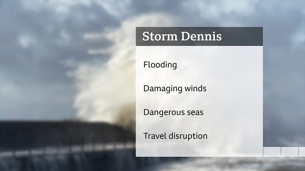 Amber warnings issued for Storm Dennis BBC Weather