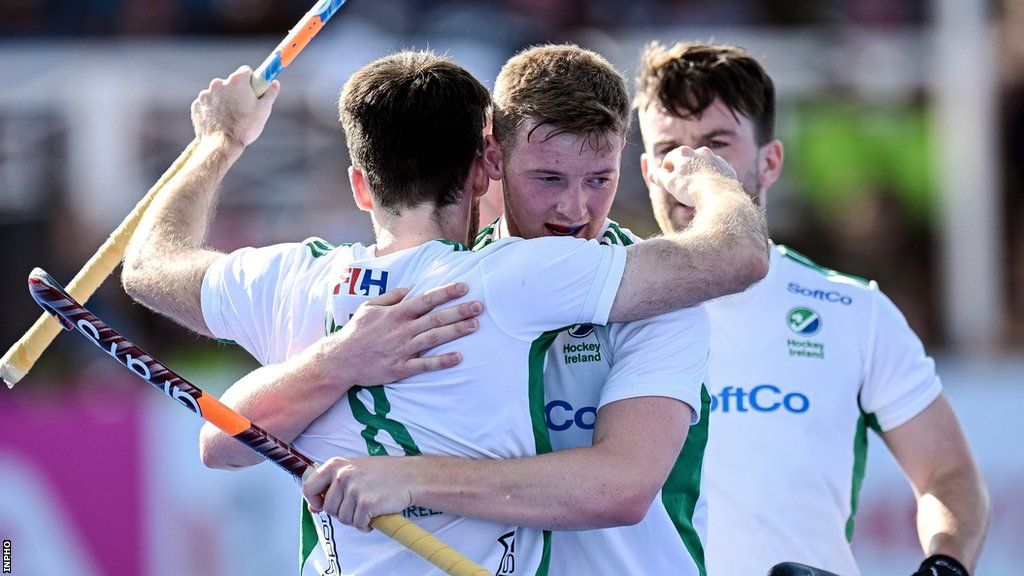 Ireland’s John McKee celebrates scoring his sides third goal with Sam Hyland against South Africa in last year's Nations Cup final