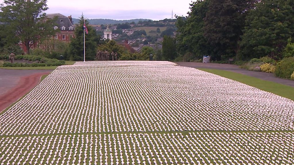 Shrouds laid out in park in Exeter