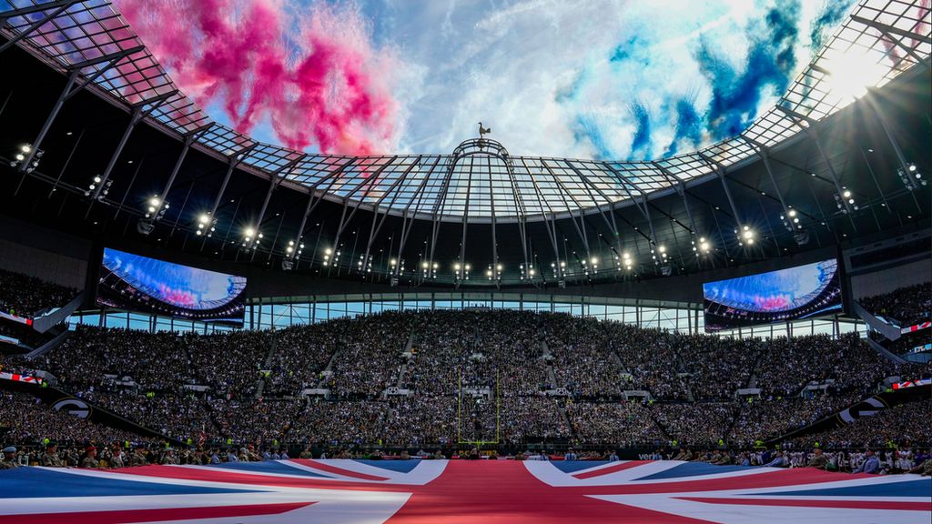 Great Britain flag displayed before an NFL game at Tottenham