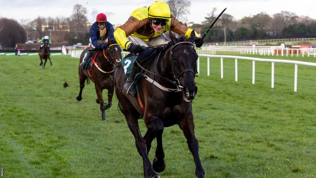 Paul Townend rides last year's Cheltenham Gold Cup winner Galopin Des Champs to victory in Saturday's Irish Gold Cup at Leopardstown