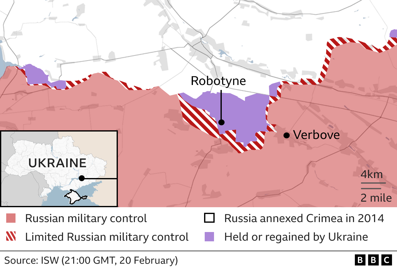 Map showing areas of control around Robotyne