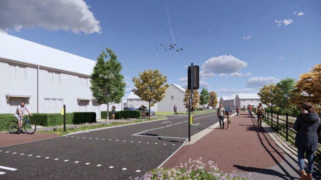 Artist's impression of Spine Road within the Bower Lane Development in Bridgwater