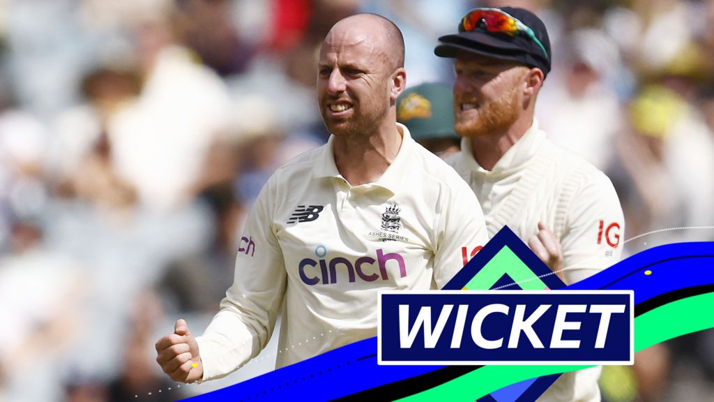 The Ashes: Jack Leach traps Cameron Green lbw for 17