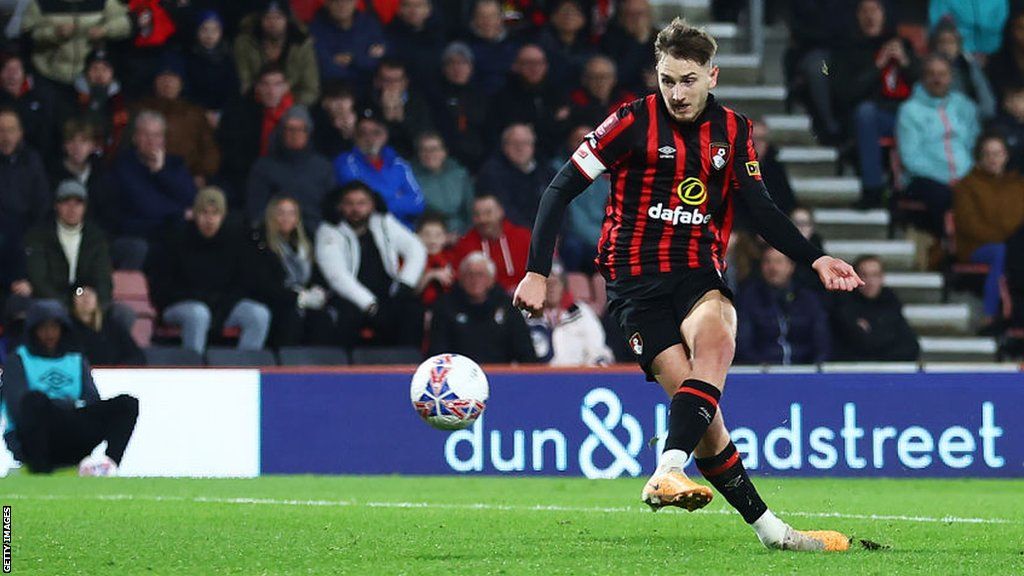Bournemouth midfielder David Brooks scored their fourth goal of the match against Swansea City