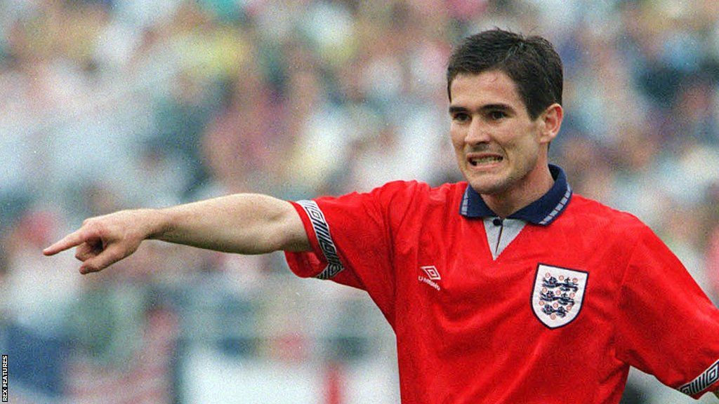 Nigel Clough in action for England in 1993