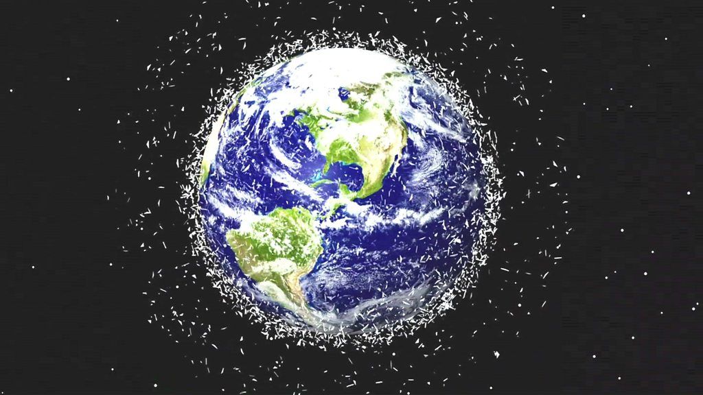 A picture of the earth surrounded by litter