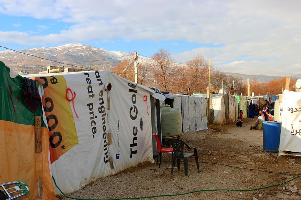 An informal Syrian refugee camp in Lebanon's Bekaa Valley, near the Syrian border