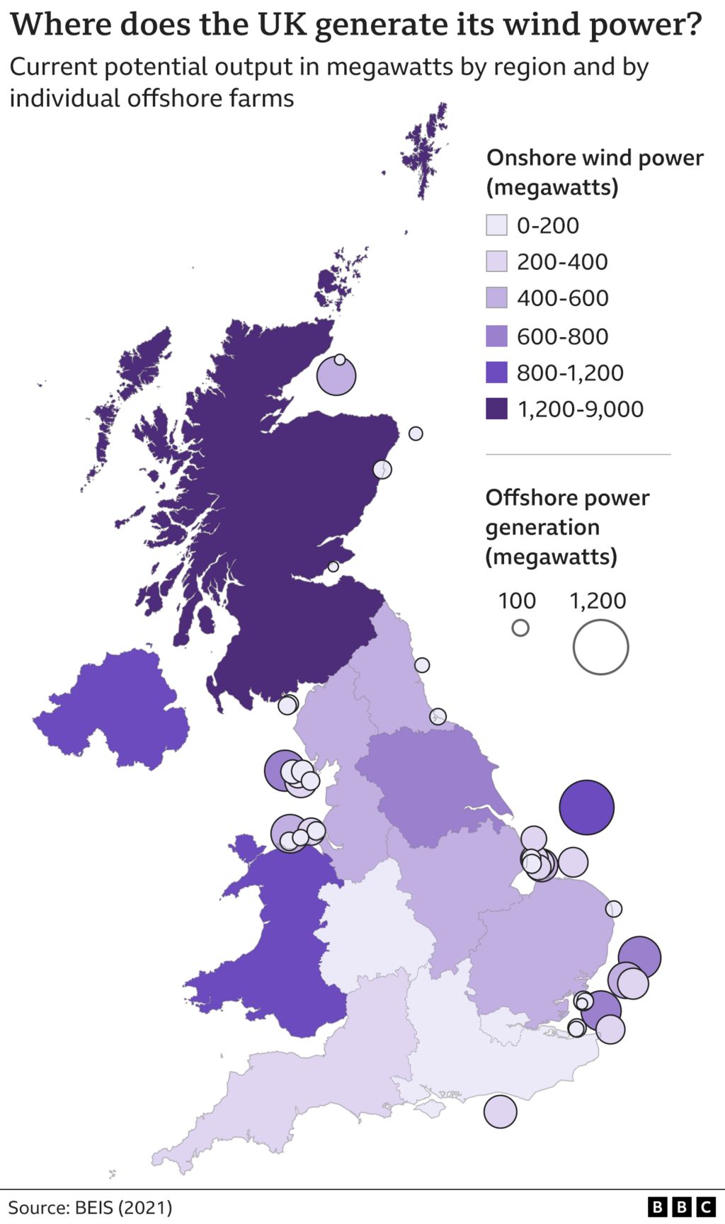 Map - where does the UK generate its wind power
