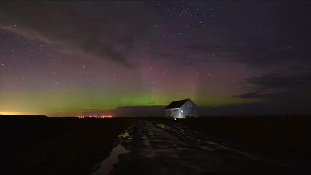 Aurora borealis over Thornham, Norfolk