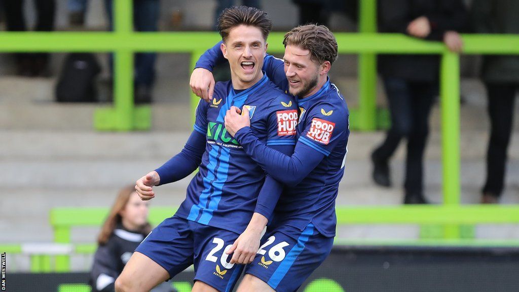Tom Nichols (left) and Will Swan both scored in the Stags' win at Forest Green