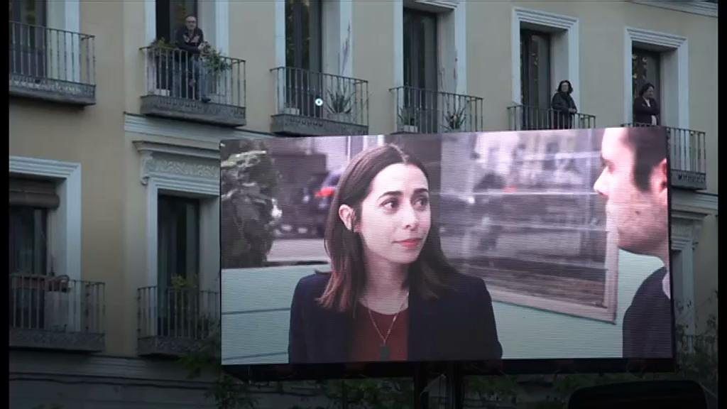 Cinema screen on Madrid street