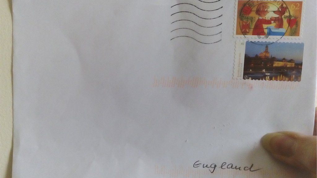 Card addressed to 'England'