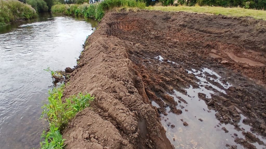 Section of the river that is being worked on and dug up