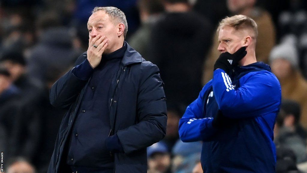 Steve Cooper looks forlon on the touchline during Fulham's 5-0 defeat by Fulham at Craven Cottage in the Premier League