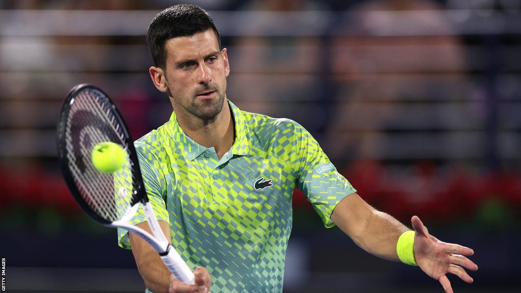 Dubai Tennis Championships Novak Djokovic and holder Andrey Rublev