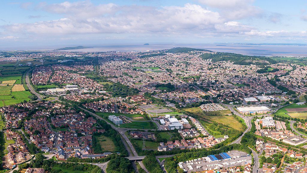 Approach to Weston-super-Mare from the air