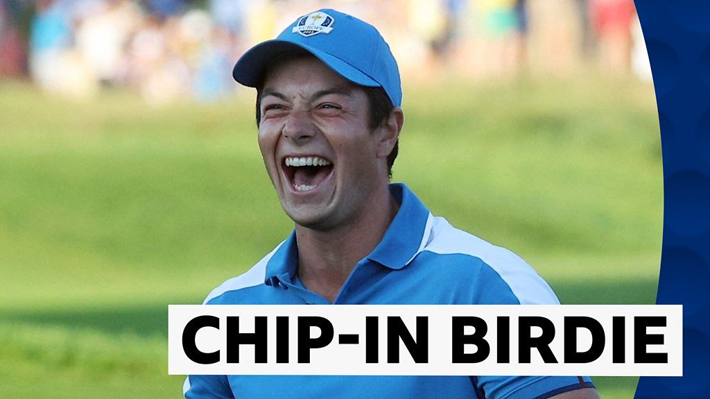 'Genius' Hovland chips in on first hole at Ryder Cup