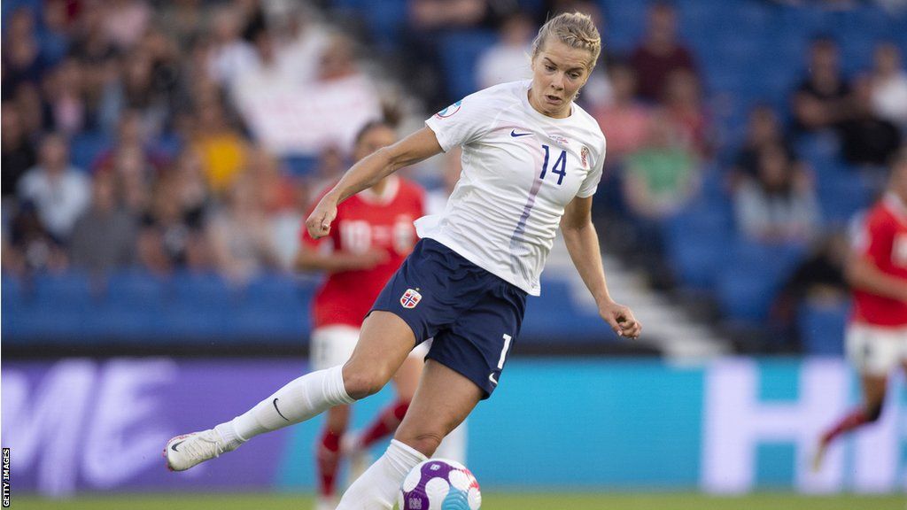 Ada Hegerberg playing for Norway against Austria at Euro 2022