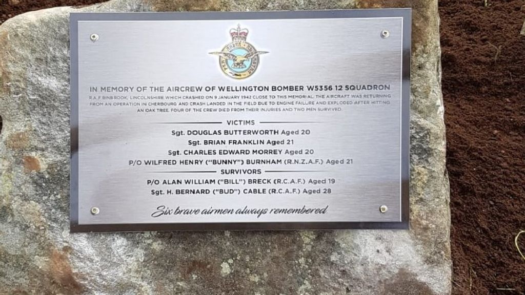 Memorial For Wwii Bomber Crash Servicemen In Worcestershire Bbc News