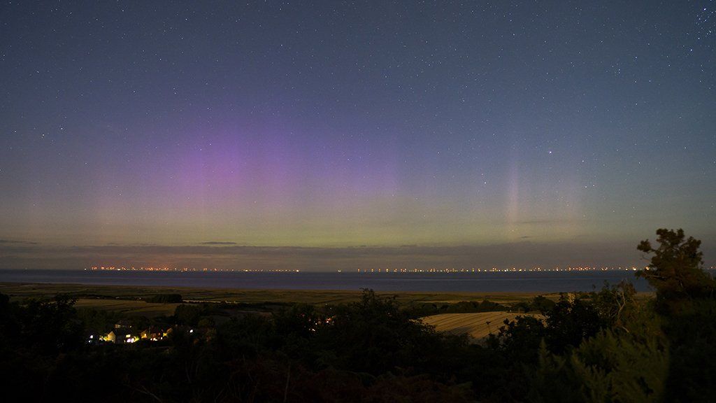 Northern Lights over North Sea as seen from the Norfolk coast at Salthouse