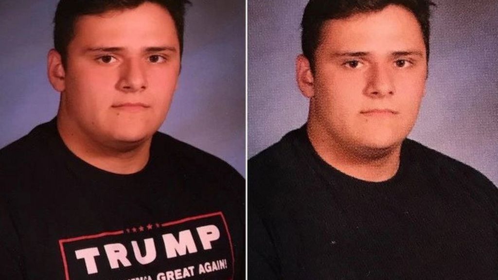 Teacher suspended after removing 'Trump' from yearbook - BBC News