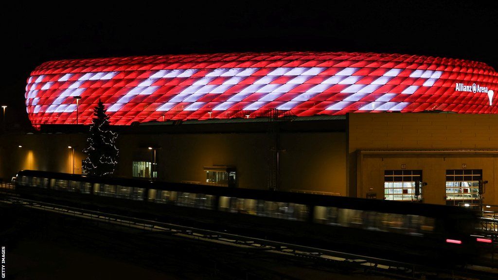 Bayern Munich light up their stadium to honour Franz Beckenbauer