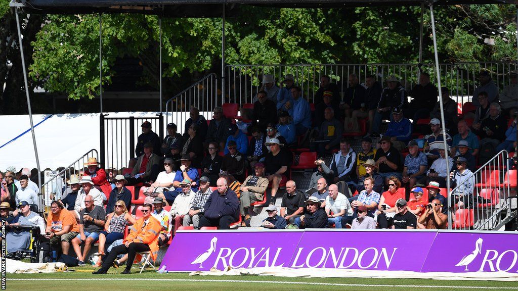 Supporters watch Glamorgan's Royal London Cup victory over Hampshire in Neath in August 2022